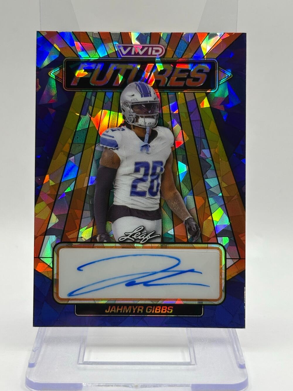 2024 Leaf Vivid Jahmyr Gibbs Futures Blue  Crystal Auto 6/7 SP Detroit Lions